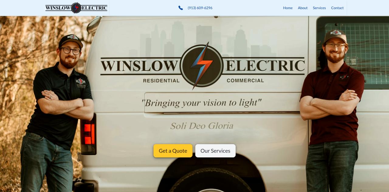 Winslow Electric website preview - a local electrical company website designed by Convergent Design